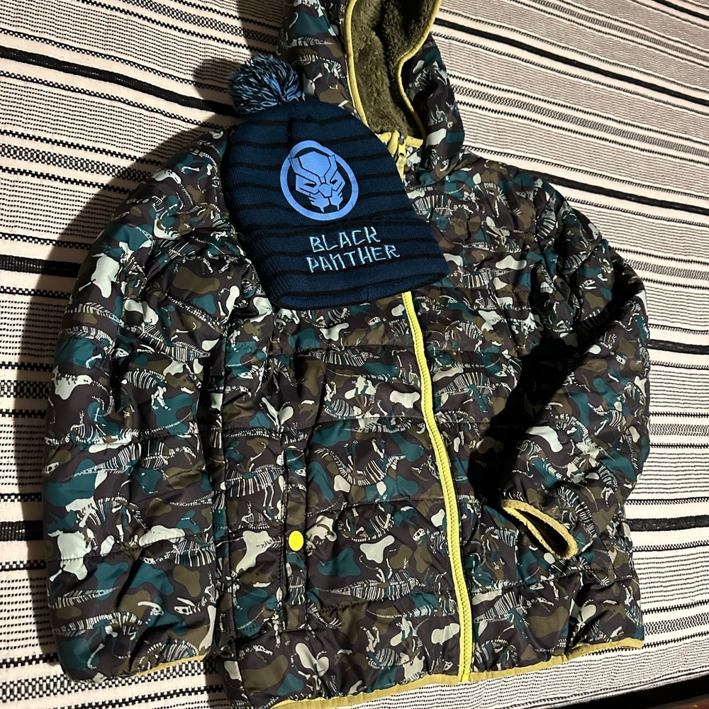 Cat & Jack Reversible Puffer Jacket with Yellow Zipper